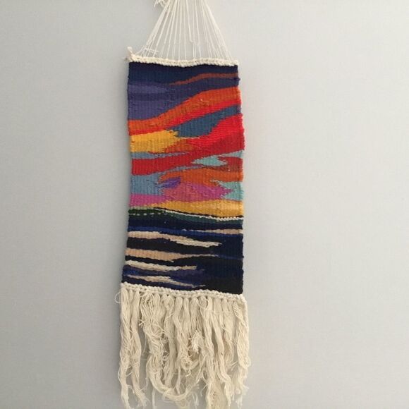 OOAK handmade woven wall hanging tapestry “Sunset”. A0003 - Picture 2 of 9